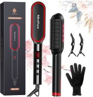 Hair Straightener Comb, MiroPure Hair Straightening Brush, Anion Hair Straightener Brush w/LED, 13 Settings, Far IR & Ionic, Dual Voltage Ceramic Comb