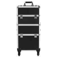 3 in 1 Aluminum Cosmetic Makeup Case Tattoo Box Pink (Color: Black)