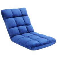 42-position adjustable backrest floor sofa chair, lounge chair with upholstered backrest, folding lazy chair for meditation, reading, watching, video (Color: Blue, type: lazy chair)