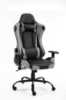 Gaming Chair Office Computer Seating Racing PU Ergonomic Chair Rolling Swivel Adjustable Massage Racer Recliner (Color: Gray-rd)